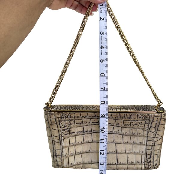 Vintage Beitsch Women's Beige Embossed Leather Gold Hardware Handbag Size S - Picture 11 of 12